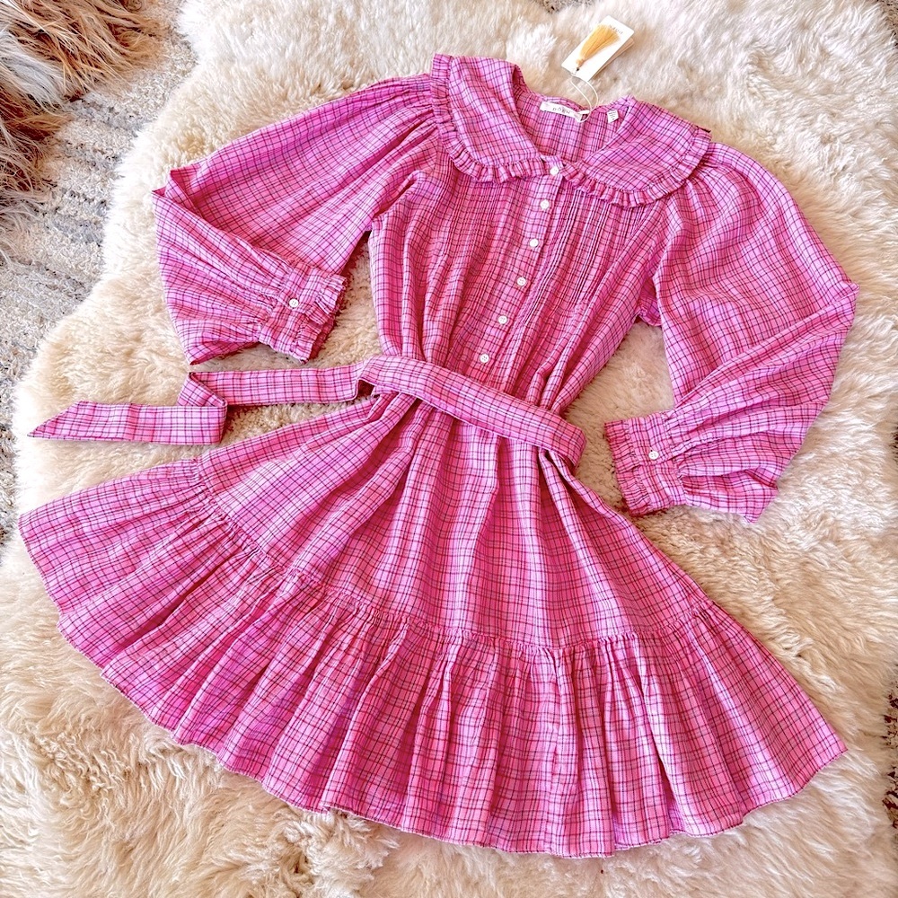💋SOLD💋✨🎪🌷DÔEN ‘ Madge’ Rosy St Germain Plaid Organic Cotton Nightgown Dress - Picture 6 of 15
